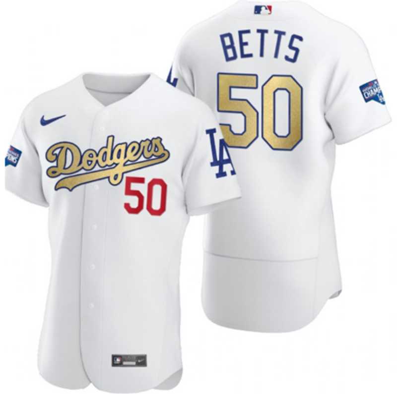 Dodgers 50 Mookie Betts White Gold Nike 2020 World Series Champions Cool Base Jersey Dzhi,We sell and wholesale Dodgers 50 Mookie Betts White Gold Nike 2020 World Series Champions Cool Base Jersey Dzhi on line form chian!